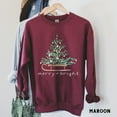 thumbnail image 3 of Merry + Bright Christmas Tree Sweatshirt | Watercolor Holiday Sled Pullover, 3 of 8