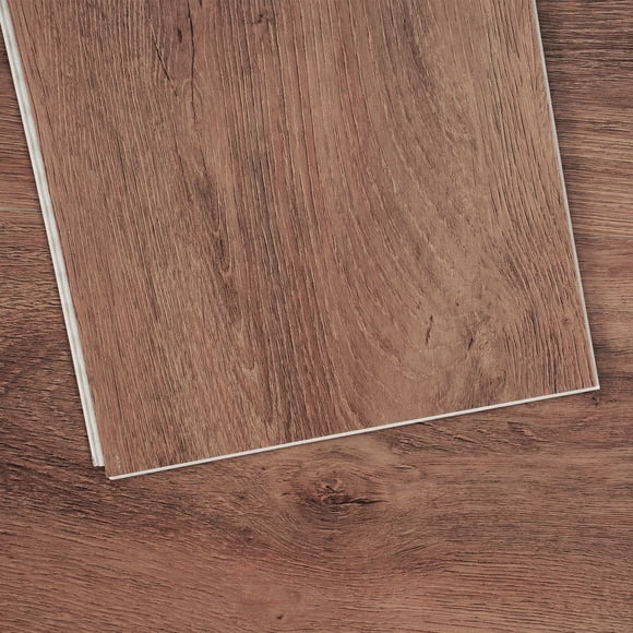 VEVOR Interlocking Vinyl Floor Tiles 10PCS 5.5mm Thick Deep Brown Wood Grain