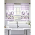thumbnail image 5 of Purple Lavenders Sheer Curtains 54 Inch Length 2 Panels Set Window Treatments, Spring Floral Plaid Farmhouse Elegant Rod Pocket Semi Curtains for Living Room/Bedroom/Kitchen Décor, 104"W x 54"L, 5 of 7