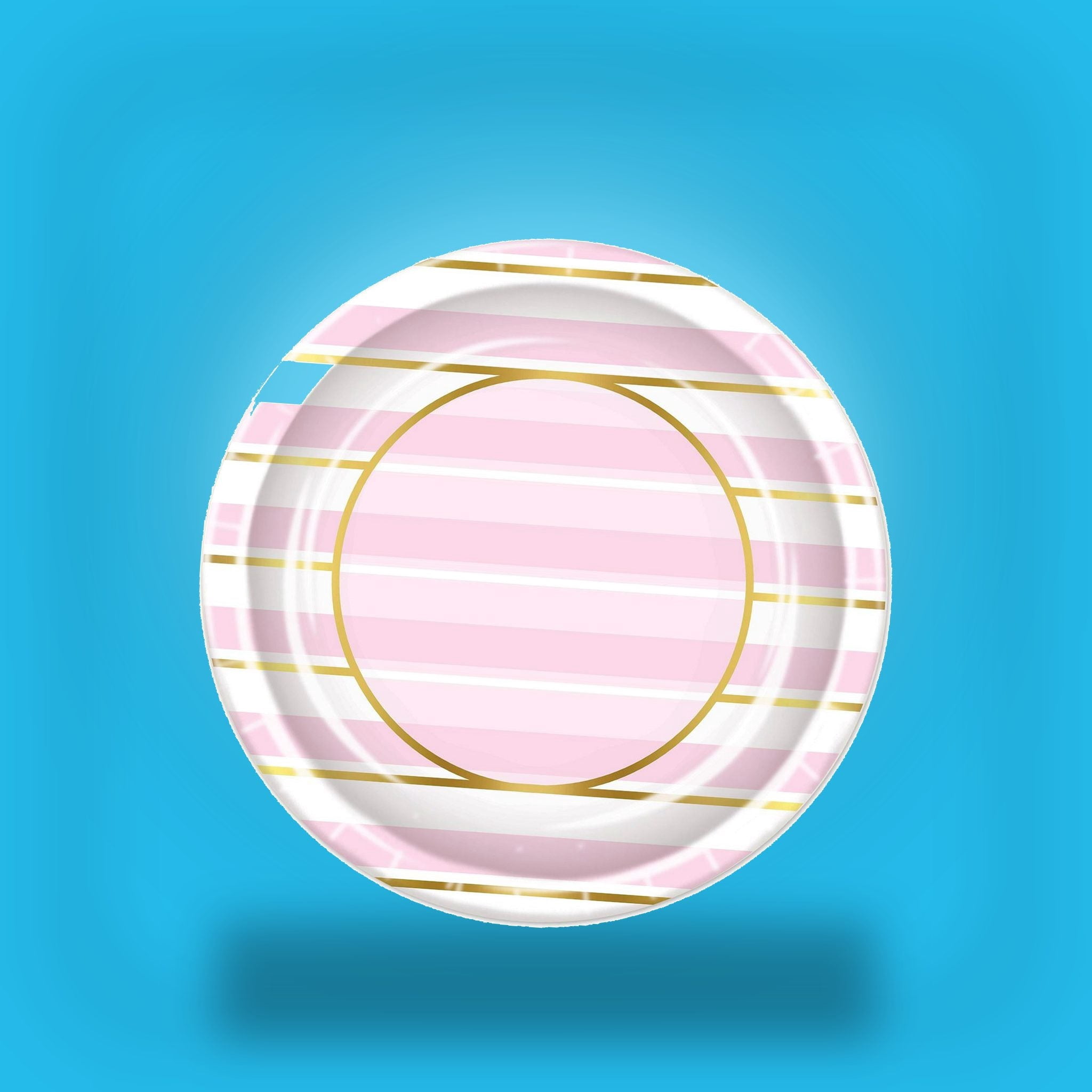 96 Pack Bulk Pink Striped Paper Plates 9 inch