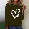 thumbnail image 2 of ibuvkizy Valentine's Day!Sweatshirt for Women Printed Round Neck Pullover Long Sleeved Casual Womens Sweatshirts Army Green,XXL, 2 of 4