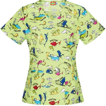 Women's Fashion Collection Poly Cotton Print V-Neck Scrub Top
