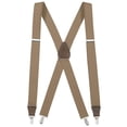 thumbnail image 1 of Bretelles Élastiques pour Hommes à Dos en X, Ajustables, à Clipser, avec Garniture en Cuir - Beige (Régulier, 46 Pouces de Long), 1 of 1