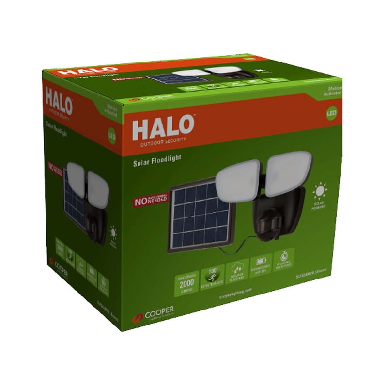 Halo Solar LED Twin Head Flood Light, 2000 Lumens Motion Sensor photo 1