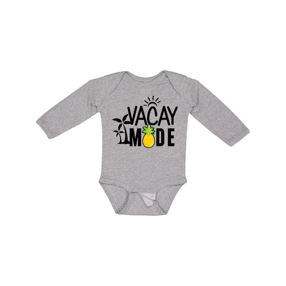 Inktastic Vacay Mode with Palm Trees Sun and Pineapple Boys or Girls Long Sleeve Baby Bodysuit