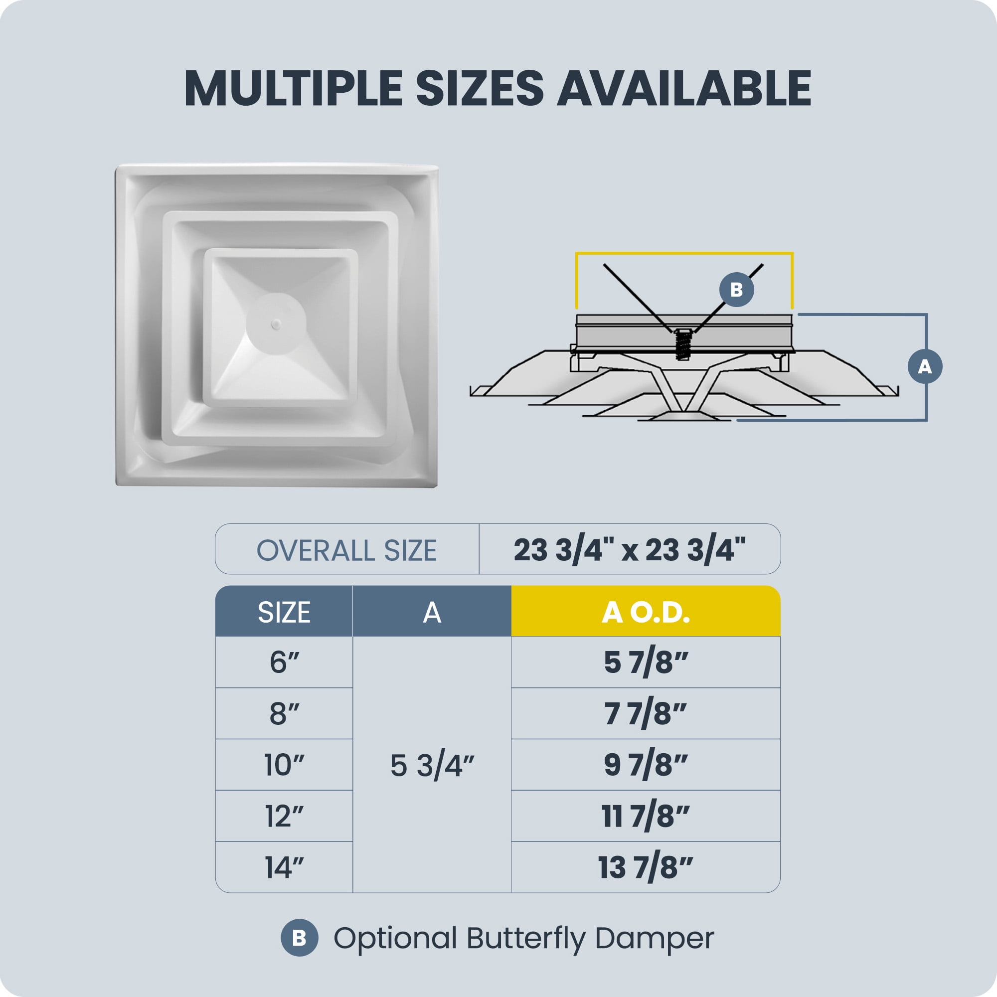 Hart & Cooley Steel 4-Way Diffuse with 2 Cone Design and 6 Inch Fixed Collar