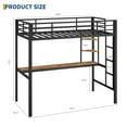 thumbnail image 2 of Yeshouse cama alta individual con escritorio y estantes, estructura de metal resistente con listones de acero, escalera y barandilla de seguridad, ideal para ahorrar espacio en habitaciones, 2 of 7