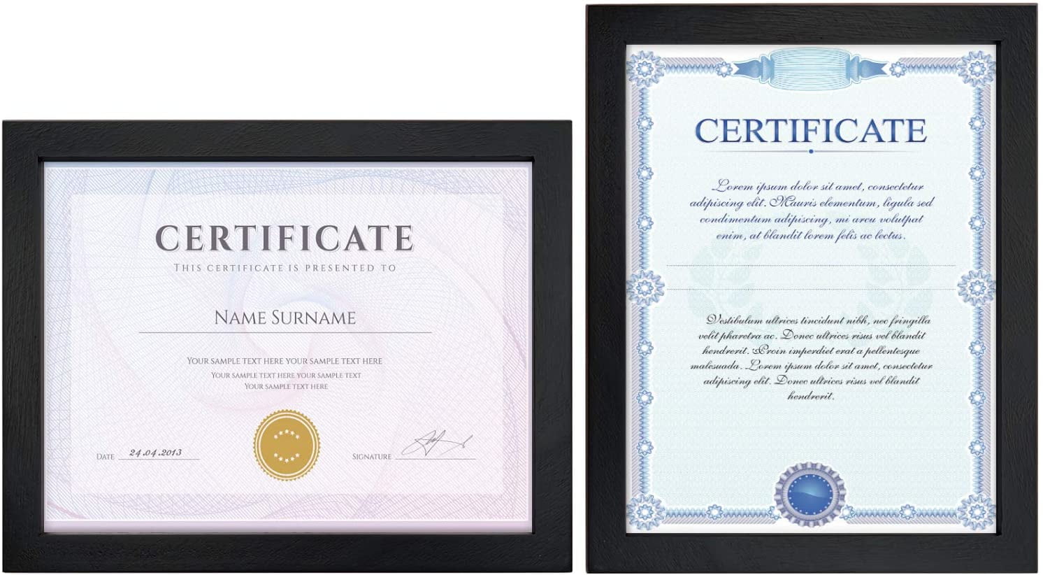 Document Frames Made of Solid Wood & Real Glass Diploma Frames Display 8.5 x 11 Picture for Wall or Tabletop Set of 2 Black Emfogo 8.5x11 Certificate Frames