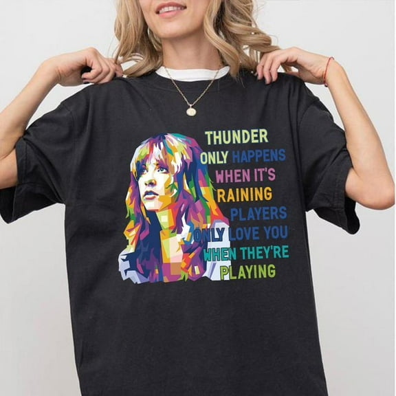 Rock Band Inspired Shirt - 'Thunder' Lyric Print Vintage Style - Breathable Cotton Unisex Tops for Daily Wear & Music Events