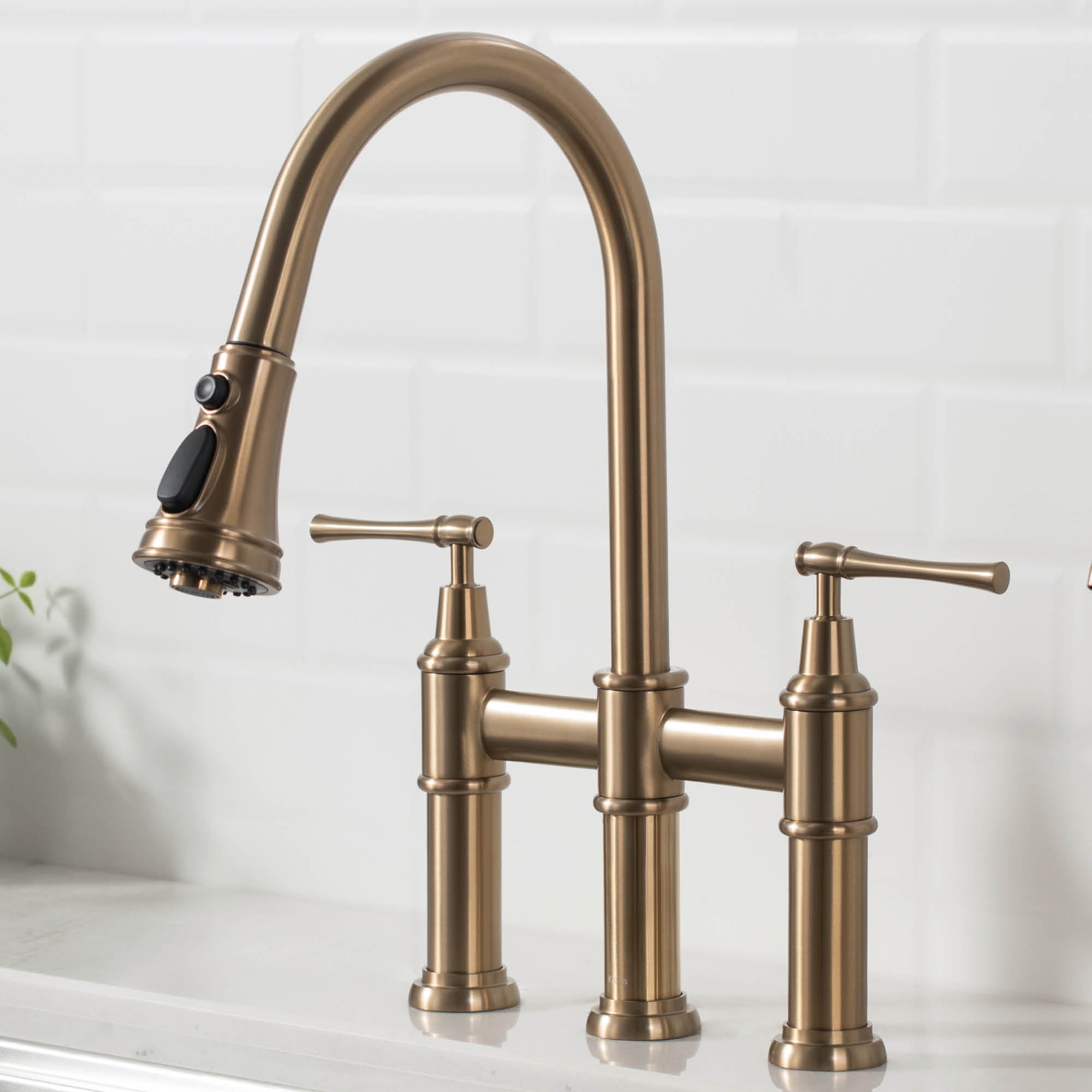 Kraus Allyn™ Transitional Bridge Kitchen Faucet with Pull-Down