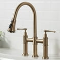 thumbnail image 2 of Allyn Transitional Bridge Kitchen Faucet with Pull-Down Sprayhead in Brushed Gold, 2 of 13