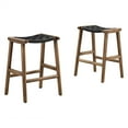 thumbnail image 2 of Modway Saoirse 26" Leather & Wood Counter Stool in Walnut/Black (Set of 2), 2 of 10