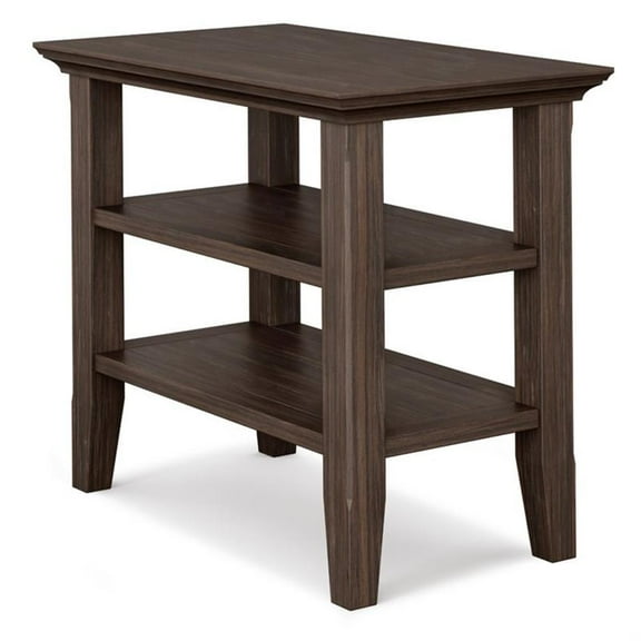 Trent Home Wood 14" Rectangle Transitional Narrow Side Table in Farmhouse Brown