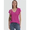 thumbnail image 2 of Womens Summer Tops Ruffle Short Sleeve V Neck T-Shirts Casual Loose Fit, 2 of 6