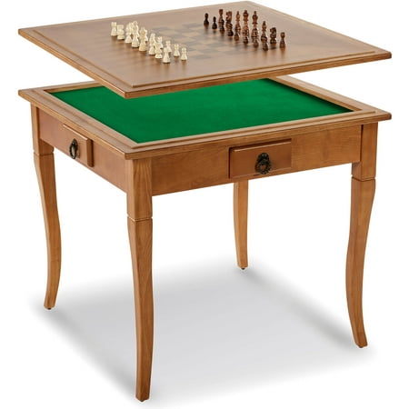 MD Sports Solid Wood Gaming Table with Table Top, Chess, Mahjong, Card, Poker Games