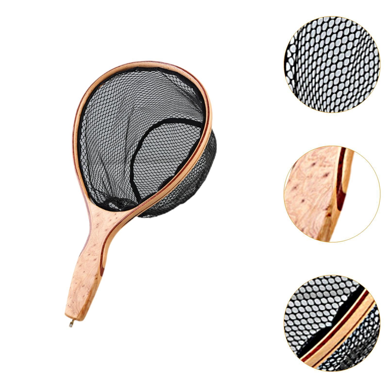 MAGIDEAL Fishing Landing Net Fish Catching Net Gift Portable Adults Supplies Wood Handle Fishing Mesh Net for Outdoor Kayak Freshwater