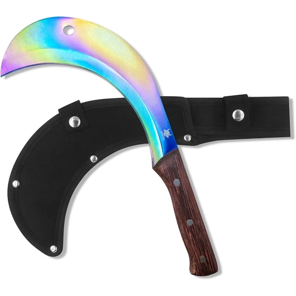 WICING 13" Weeding Sickle, Machete for Yard Work, Full Tang 1065 Manganese Steel Blade for Grass, Harvest, Weeding