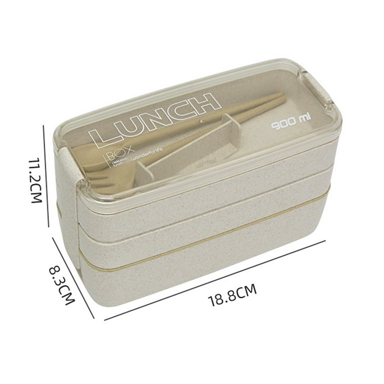 900ml Healthy Material Lunch Box 3 Layer Wheat Straw Bento Boxes