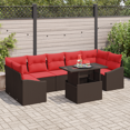 thumbnail image 1 of vidaXL Ensemble de Canapé de Jardin 8 Pcs avec Coussins en Poly Rotin Marron, 1 of 4