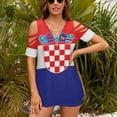 thumbnail image 3 of Flag of Croatia Womens Summer V Neck Zipper Top Short Sleeve T Shirt Off Shoulder Top Casual Classy Loose Shirts, 3 of 7