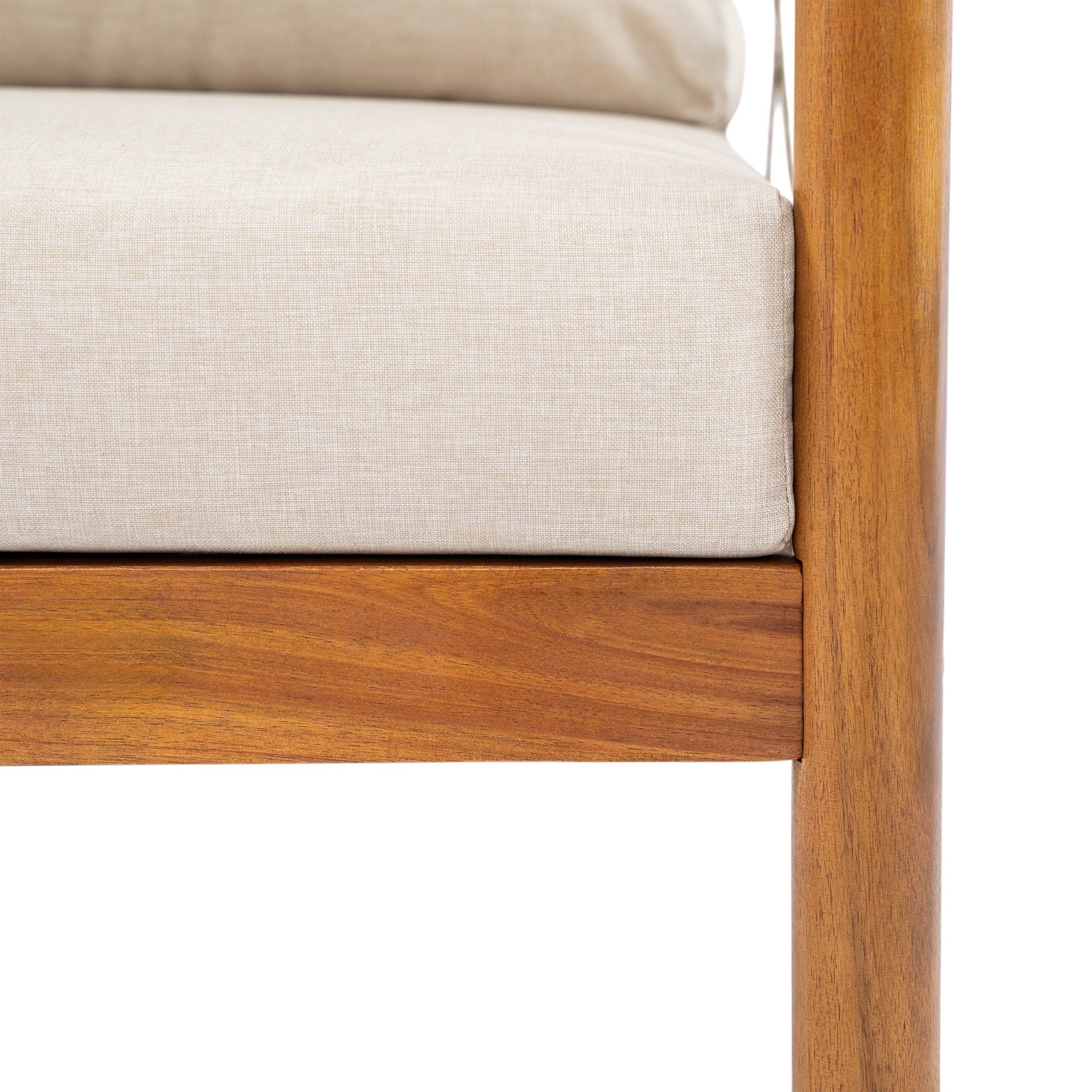 Christopher Knight Home Coastal Haven Outdoor Chair Acacia Wood with Beige Cushions, Single