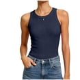 thumbnail image 7 of vigerkar Sleeveless Tank Tops for Women High Neck Racerback Ribbed Knit Top Summer 2026 Casual Basic Slim Fit Workout Shirts (Navy, XXL), 7 of 7