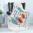 thumbnail image 4 of I Love You Soft Flannel Fleece Throw Blanket, Rocket Going to Space Galactic Motivation up to Stars Happiness Print, Cozy Plush for Indoor and Outdoor Use, 70" x 90", Orange Turquoise, by Ambesonne, 4 of 5