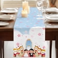 thumbnail image 3 of Table Runners 108 Inches Long Dress Scarves, Japanese Wedding Farmhouse Coffee/Dining/Kitchen Table Runner for Living Room, Cute Owls Cherry Blossoms Blue 13x108 Inch, 3 of 9