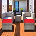 thumbnail image 2 of Patiojoy Set of 2 Outdoor Rattan Cushioned Ottoman Seat All Weather Patio Footrest Red, 2 of 6