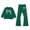 Dark Green*, variant on RUTAYY Girls 2 Piece Casual Outfit Crew Neck Long Sleeve Graphic Print Tops Elastic Waist Flare Pants Kids Daily Playwear Dark Green