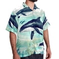 thumbnail image 2 of Whale Men's Printed Button Down Short Sleeve Casual Summer Beach Shirt - Unisex, 2 of 6