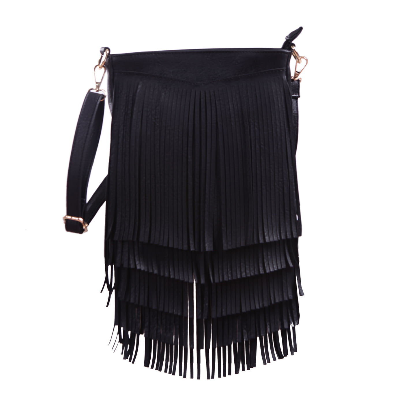 Vbiger Messenger Bag Shoulder Bag Women Leather Tassle Fringe Cross Body Bag Hand Bag for Shopping Casual Black Party