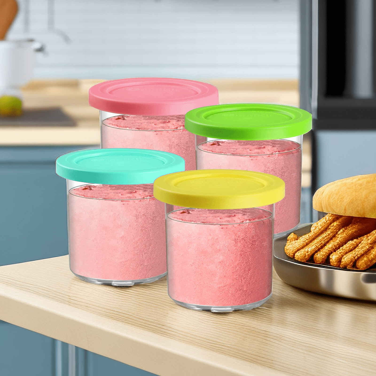  KATELER Replacement for Ninja Creami Pints and Lids-4  Pack,Compatible with Ninja NC301 NC300 NC299AMZ Series Creami Deluxe ice  Cream Makers,Creami Pint Containers with Leak Proof Lids,Dishwasher Safe :  Home & Kitchen