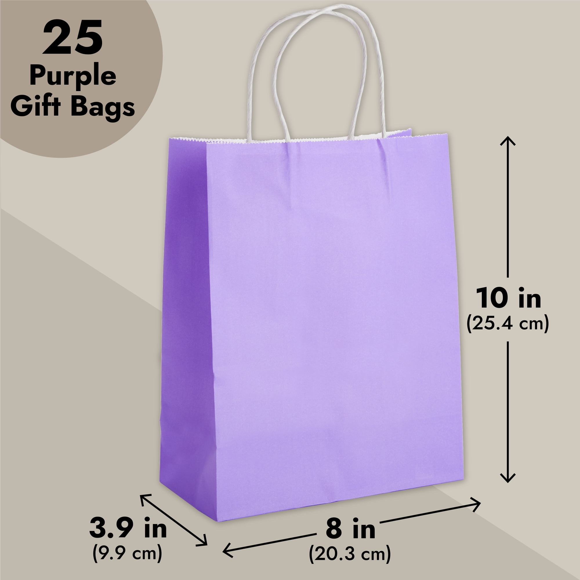 25-Pack Orange Gift Bags with Handles - Medium Size Paper Bags for  Birthday, Wedding, Retail (8x3.9x10 In) 
