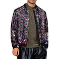 thumbnail image 1 of Chaqueta Bomber de Lentejuelas Brillantes para Hombre, Cierre, Fiesta, Disco, Metálica, Estilo Varsity, S Multicolor, 1 of 5