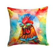 Carolines Treasures DAC4011PW1414 14 x 14 in. Unisex Hippie Animal Red Rooster Polyester Fabric Throw Pillow