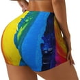thumbnail image 2 of Fotbe Rainbow Colored Seamless Shorts, Womens Workout Shorts High Waist Stretch Booty Short for Gym/Yoga/Running/Biking-Small, 2 of 9