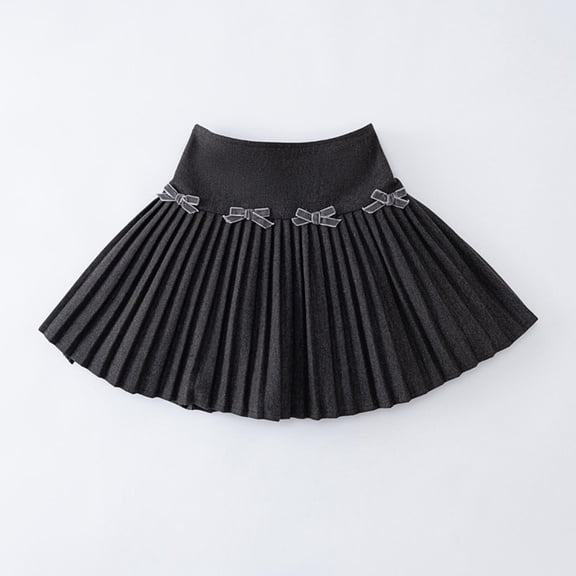 Cethrio Girls Pleated Skirts Size 10-12, School Uniform Elastic Waist Wool-blend A-line Dancing Skirts Gray Size 10-12