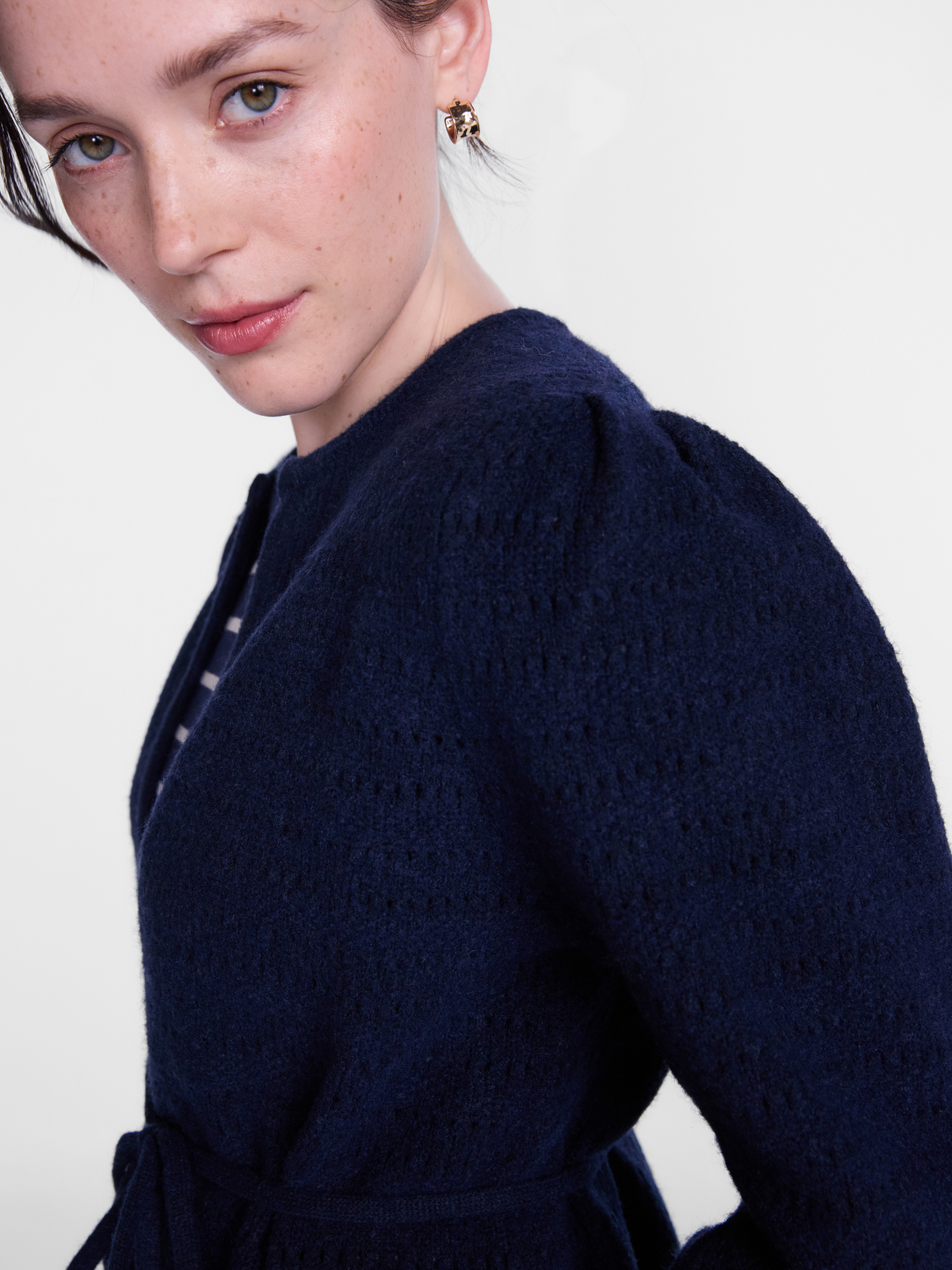 Scenario Women's Open Tie Cardigan with Pointelle Knit photo 5