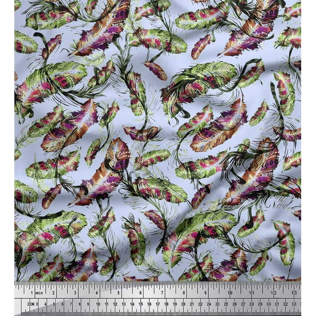 Soimoi Rayon Crepe Fabric Leaves & Texture Printed Craft Fabric by The Yard 46 Inch Wide