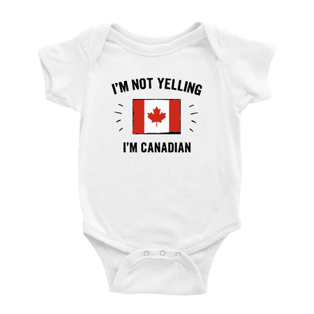 

I m Not Yelling I m Canadian Baby Romper Bodysuit (White 18-24 Months)