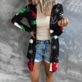 thumbnail image 1 of Pntutb Mujer Navidad Impresión Moda Casual Botón Manga Larga Rebeca Top Blusa Pntutb Pntutb-6171, 1 of 5