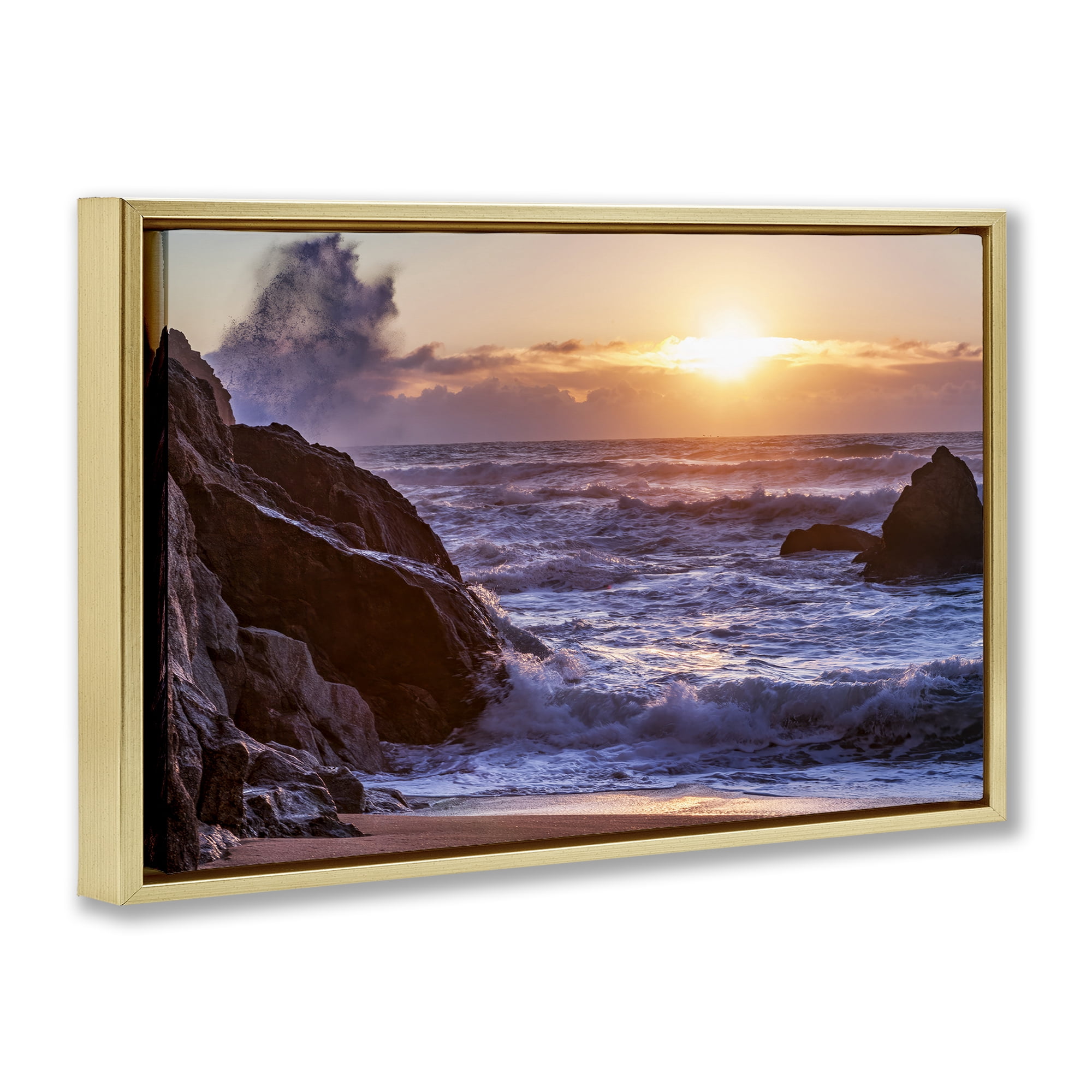 Stupell Industries Siren Song Rocky Shore Gold Framed Floater Canvas Wall Art, design by Shelley Carlisle