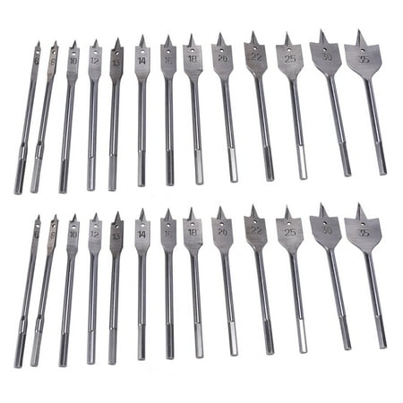 

26Pcs Flat Spade Drill Bits Set Metal Bit Kit Hex Woodworking Tool Accessories