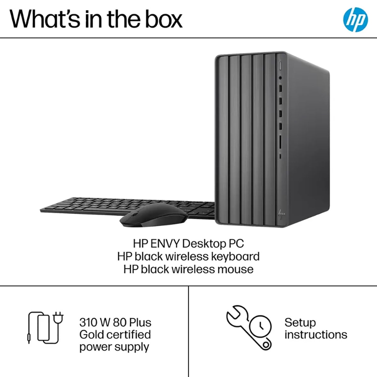 HP ENVY TE01-5344 Desktop Computer, Intel Core i5-14400 2.5GHz
