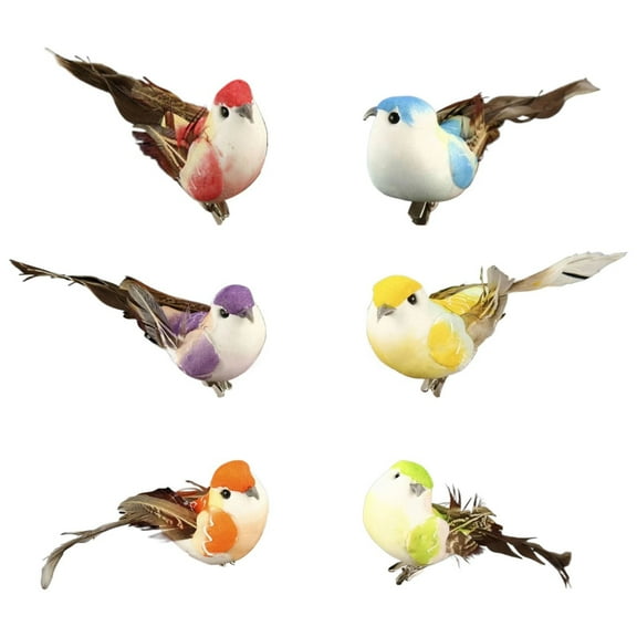 ZCSKFIN 6-Piece Artificial Bird Clip Set for Christmas and Holiday Decor, Clip-On Bird Ornaments for Tree Branches and Garden Displays, Festive Outdoor and Indoor Decoration Accents