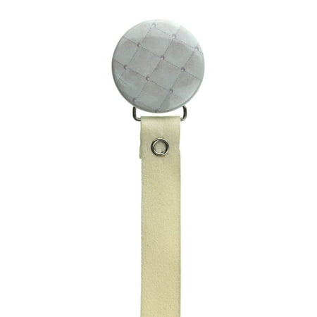 Quilted Pacifier Clip with Matching Suede Ribbon