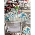 thumbnail image 5 of Outdoor Tablecloth with Umbrella Hole for Patio/Picnic/Party/Camping, Teal Jellyfish Coastal Waterproof Table Cloth Round Cover Washable, Vintage Summer Beach Nautical (Dia 60"), 5 of 8