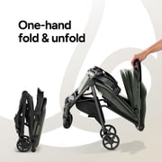 Mompush Lithe V2 Lightweight Stroller with Snack Tray, Newborn Nest Mode, Forest, 17.3LB, Unisex