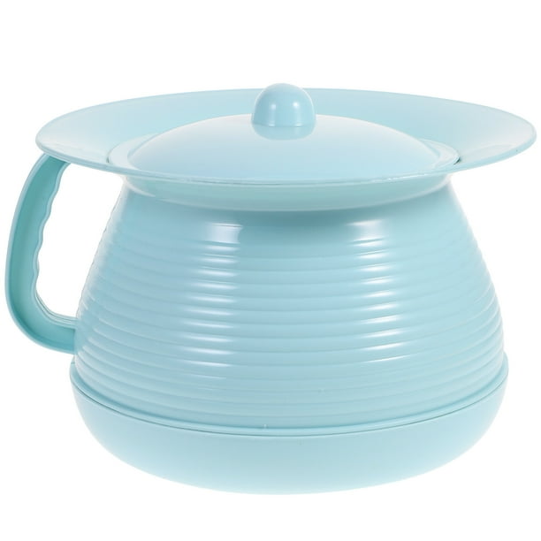 Orinal de plástico portátil para niños, con tapa, ideal para casa, camping, coche y viajes (azul)